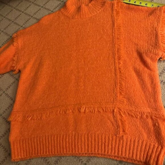 Strut and Bolt orange knit mock neck sweater with fringe detail NWOT L - Picture 11 of 11